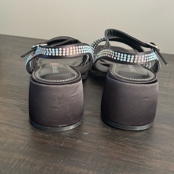 Steve Madden Tween Teen Girls Dreem Black Rhinestone Sandals Dress Shoes 5 6 NEW - Picture 8 of 11
